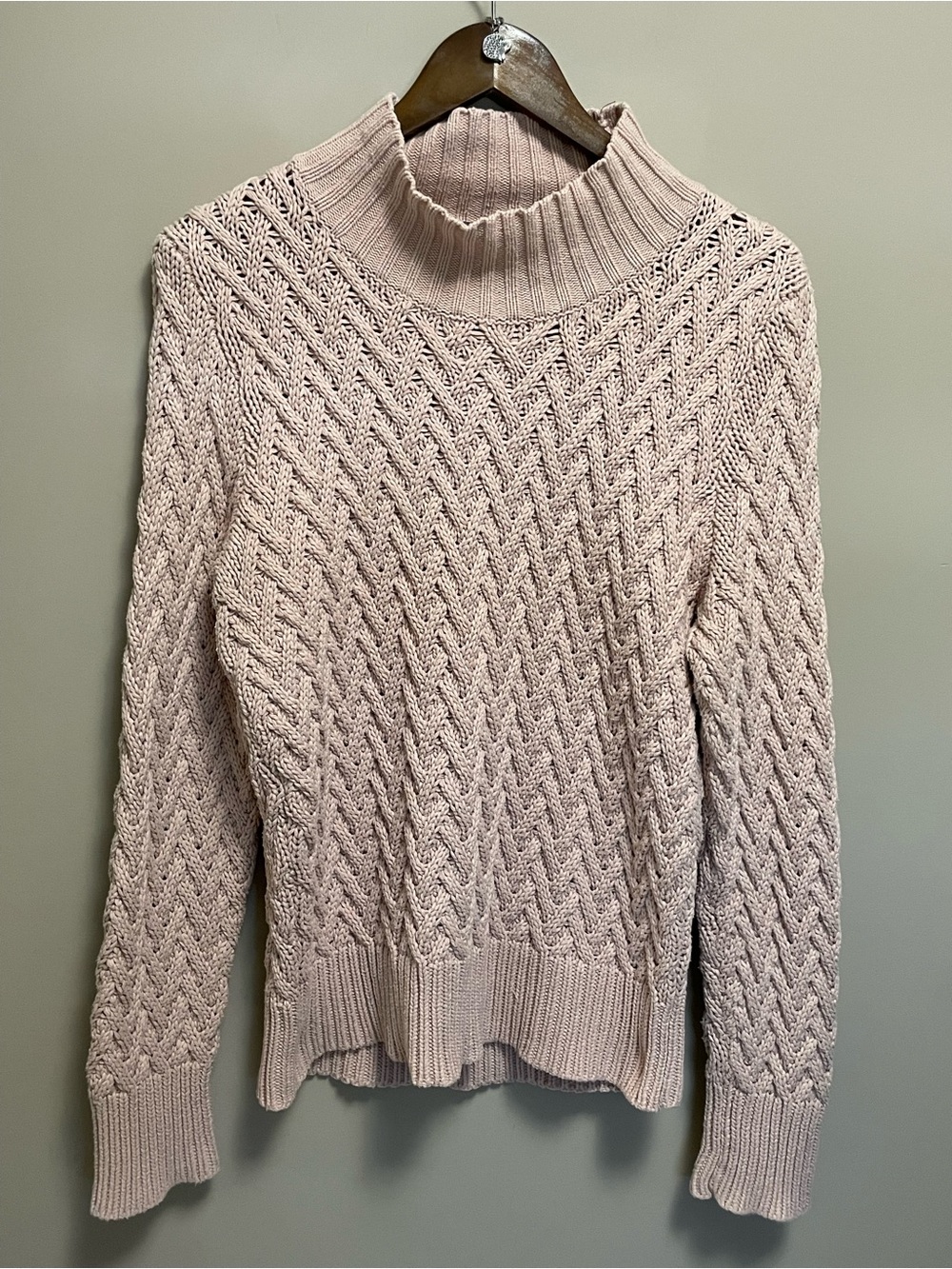 Vince Camuto Link Rose Cable Knit Mock Neck Sweater Women’s Large